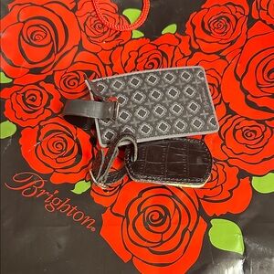 Brighton Elegant Black and Gray Tag and vintage luggage tag. Duo